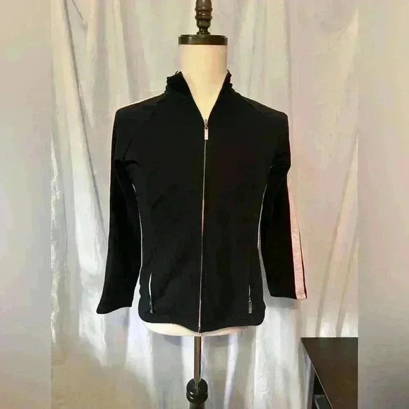 Drapers And Damon’s Full Zip Track Jacket. Size S. Womens. Black. White Stripe. - Picture 1 of 8